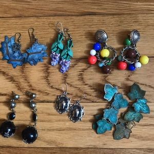 6 pairs of chunky pierced earrings